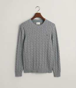 COTTON CABLE C-NECK-GREY MELANGE COTTON CABLE C-NECK-GREY MELANGE