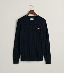 COTTON CABLE C-NECK-NAVY COTTON CABLE C-NECK-NAVY
