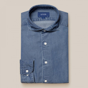 WASHED DENIM SHIRT-MEDIUM BLUE