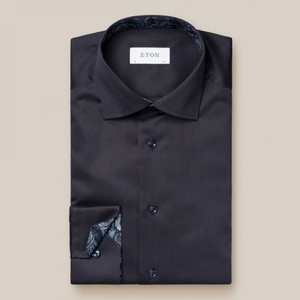 SIGNATURE TWILL - FLORAL DETAILS SHIRT-NAVY SIGNATURE TWILL - FLORAL DETAILS SHIRT-NAVY