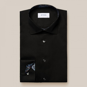 FLORAL EFFECT SHIRT-BLACK FLORAL EFFECT SHIRT-BLACK