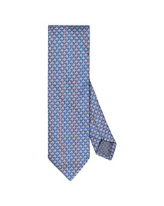 GEOMETRIC WOVEN SILK TIE-MID BLUE GEOMETRIC WOVEN SILK TIE-MID BLUE
