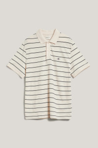 STRIPED SS POLO-CREAM