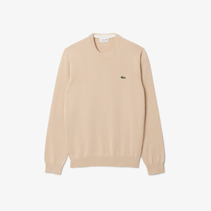 COTTON CREW NECK SWEATER-BEIGE COTTON CREW NECK SWEATER-BEIGE