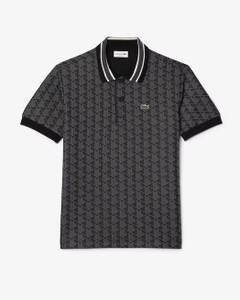 MONOGRAM JACQUARD POLO SHIRT-BLACK/GREY MONOGRAM JACQUARD POLO SHIRT-BLACK/GREY