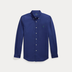 CUSTOM FIT GARMENT-DYED OXFORD SHIRT-BLUE CUSTOM FIT GARMENT-DYED OXFORD SHIRT-BLUE