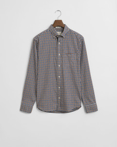 TWILL GINGHAM SHIRT-BROWN TWILL GINGHAM SHIRT-BROWN