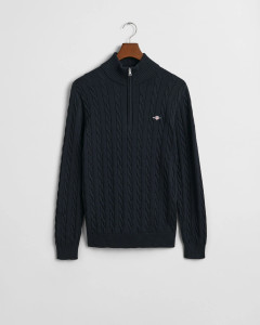 COTTON CABLE HALF ZIP-NAVY COTTON CABLE HALF ZIP-NAVY