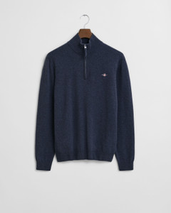SUPERFINE LAMBSWOOL HALF ZIP-NAVY MELANGE SUPERFINE LAMBSWOOL HALF ZIP-NAVY MELANGE