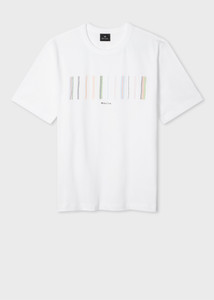 STITCH STRIPE PRINT T-SHIRT-WHITE STITCH STRIPE PRINT T-SHIRT-WHITE