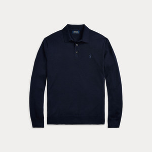 WOOL POLO COLLAR SWEATER-NAVY WOOL POLO COLLAR SWEATER-NAVY