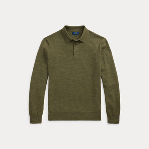 WOOL POLO COLLAR SWEATER-OLIVE