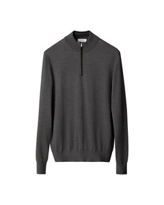 MERINO ¼ ZIP KNIT SWEATER-DARK GREY MERINO ¼ ZIP KNIT SWEATER-DARK GREY