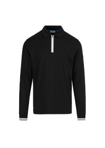 Silicone Zip Long Sleeve Polo-BLACK Silicone Zip Long Sleeve Polo-BLACK