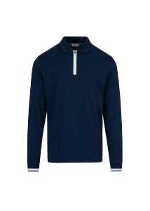 Silicone Zip Long Sleeve Polo-NAVY Silicone Zip Long Sleeve Polo-NAVY