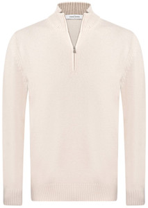 HALF ZIP WITH CASHMERE-CREAM