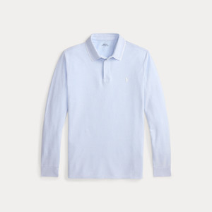 CUSTOM SLIM FIT STRETCH OXFORD MESH POLO -BLUE