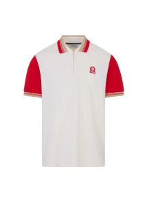 CONTRAST SLEEVE COLLAR ZIP-RED