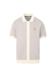 KNITTED FULL BUTTON POLO SHIRT-OAT