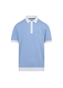 3-BUTTON KNITTED POLO SHIRT-DUSTY BLUE