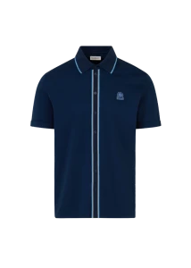 CONTRAST TIPPED PLACKET SHIRT-NAVY
