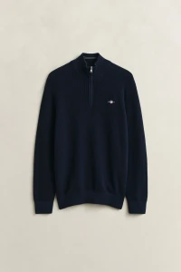 MICRO TEXTURED COTTON HALF ZIP-NAVY
