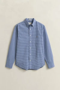 REG POPLIN GINGHAM SHIRT-BLUE