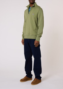 ZEBRA HALF ZIP SWEATSHIRT-GREEN