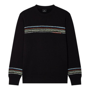 EMBROIDERED STRIPED COTTON SWEATSHIRT-BLACK