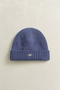 UNISEX. SHIELD WOOL BEANIE-BLUE