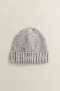 UNISEX. SHIELD WOOL BEANIE-GREY