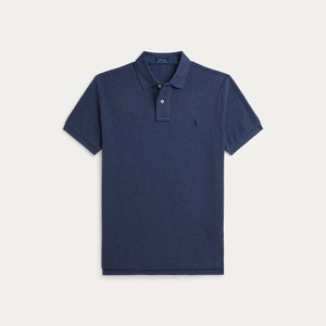 CUSTOM SLIM MESH POLO-BLUE HTR