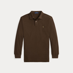 L/S CUSTOM SLIM MESH POLO-BROWN