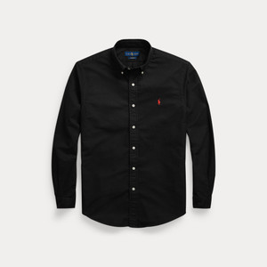 CUSTOM FIT GARMENT DYED SHIRT-BLACK
