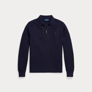 POLO COLLAR ZIP SWEATER-NAVY