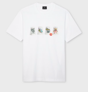 CUPS PRINT T-SHIRT-WHITE CUPS PRINT T-SHIRT-WHITE