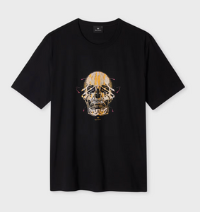 PAINTED SKULL PRINT T-SHIRT-BLACK PAINTED SKULL PRINT T-SHIRT-BLACK