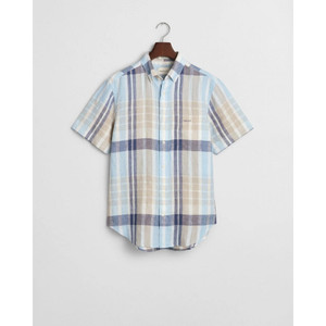 REG LINEN MADRAS SS SHIRT-BEIGE REG LINEN MADRAS SS SHIRT-BEIGE