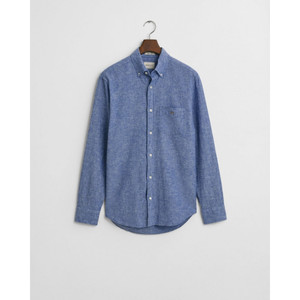 REG COTTON LINEN SHIRT-BLUE REG COTTON LINEN SHIRT-BLUE