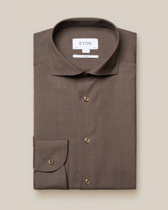 SOLID MERINO WOOL SHIRT-BROWN SOLID MERINO WOOL SHIRT-BROWN