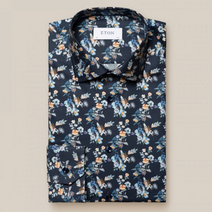 FLORAL PRINT TWILL SHIRT-NAVY FLORAL PRINT TWILL SHIRT-NAVY