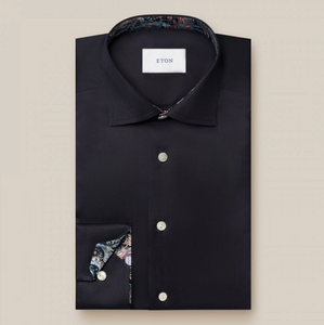 SOLID PAISLEY EFFECT SHIRT-NAVY SOLID PAISLEY EFFECT SHIRT-NAVY