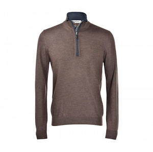 MOCK ZIP-BROWN MOCK ZIP-BROWN