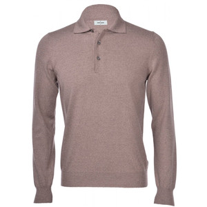 MERINO POLOSHIRT-TAUPE MERINO POLOSHIRT-TAUPE