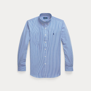 CUSTOM FIT HAIRLINE STRIPE POPLIN SHIRT-BLUE/WHITE CUSTOM FIT HAIRLINE STRIPE POPLIN SHIRT-BLUE/WHITE