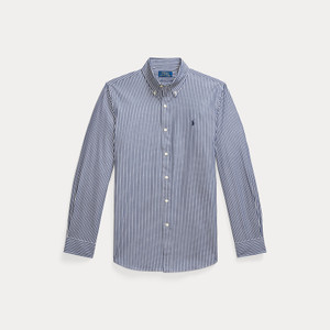 CUSTOM FIT STRIPED STRETCH POPLIN SHIRT-NAVY/WHITE CUSTOM FIT STRIPED STRETCH POPLIN SHIRT-NAVY/WHITE