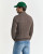 COTTON CABLE HALF ZIP-BROWN HTR