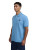 Alternative view of model wearing Sandbanks Dusty Blue Badge Logo Poloshirt