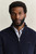 HERRINGBONE TEXTURE HALF ZIP-NAVY