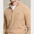 MESH KNIT QUARTER ZIP SWEATER-TAN MELAGNE